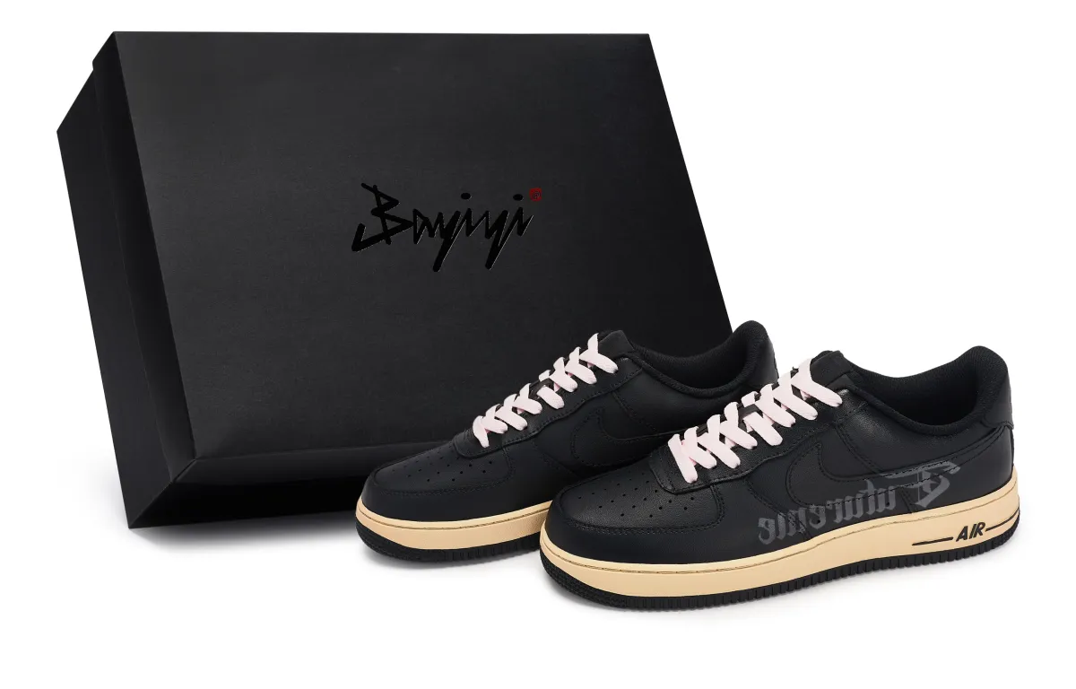 Nike Air Force 1 07 811 Manufacturing, Old Letter, Special Shoe Box Low top Skateboard Shoes Unisex Black Pink