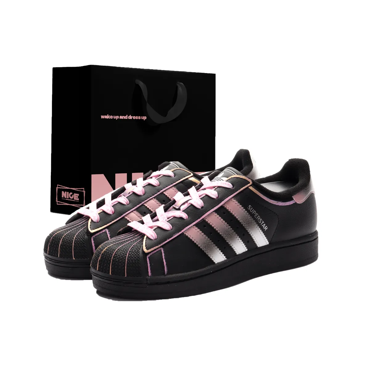 Adidas Originals SUPERSTAR Shell Head Low top Skateboard Shoes Unisex Black Pink