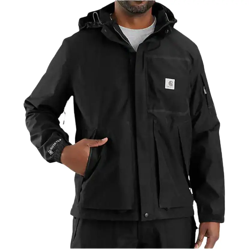 Carhartt Jackets Men's Black Hooded (Non-detachable) Thickened Straight Fit