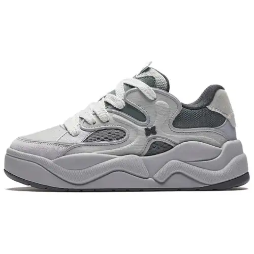 Anta Freesia Textile, Synthetic Leather Slip Resistant Abrasion Resistant Low top Skateboard Shoes Women's Gray