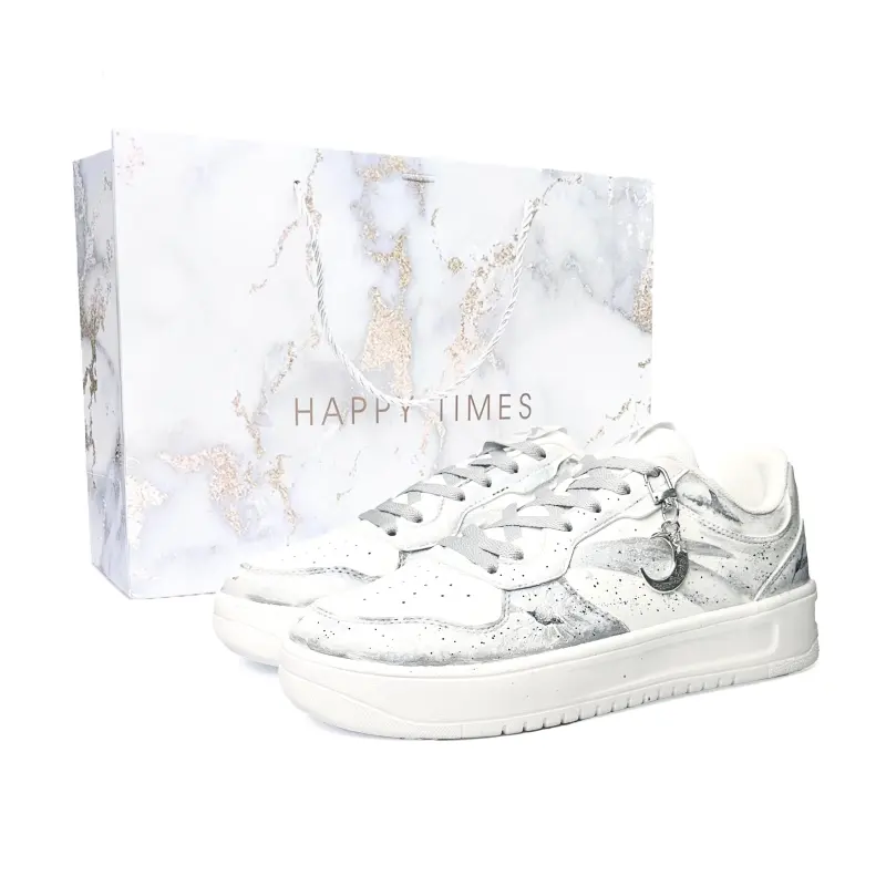 Anta Easy Abrasion Resistant Lightweight Breathable Low top Skateboard Shoes Unisex Silver White