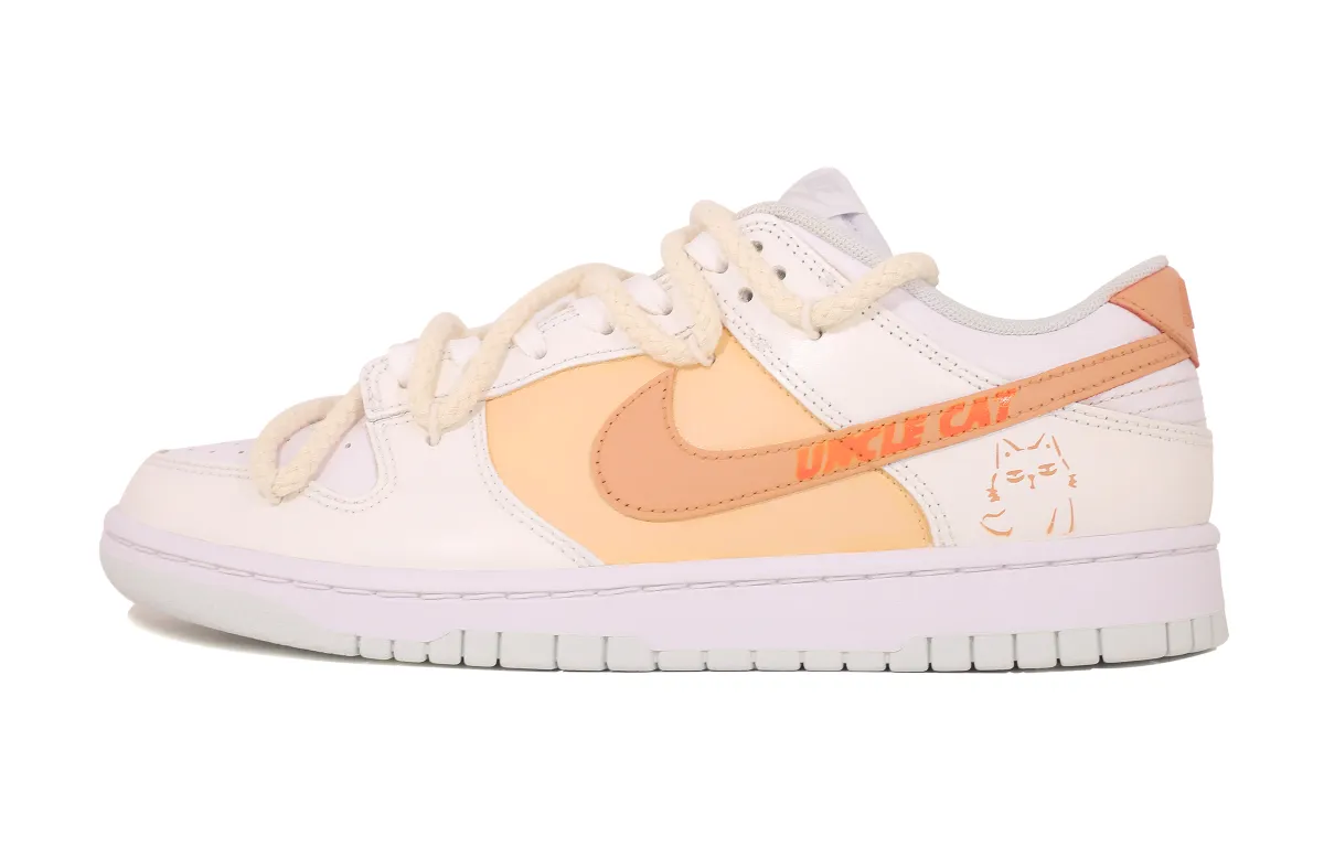 Nike Dunk Uncle Cat Abrasion Resistant Low top Skateboard Shoes Unisex White Orange