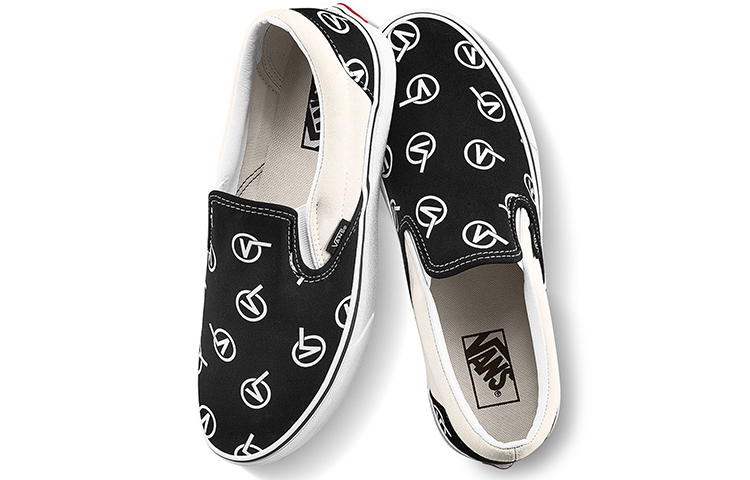 Слипоны Vans slip-on vlogo (черно-белые) — Чёрный / белый — фото 4