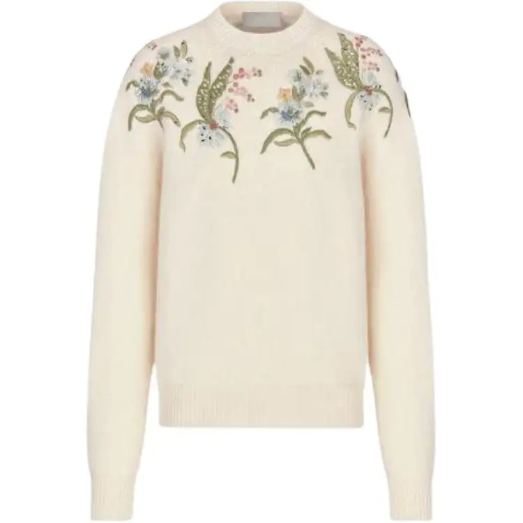 DIOR Sweaters Men's Ecru Crew Neck Moderate Other
