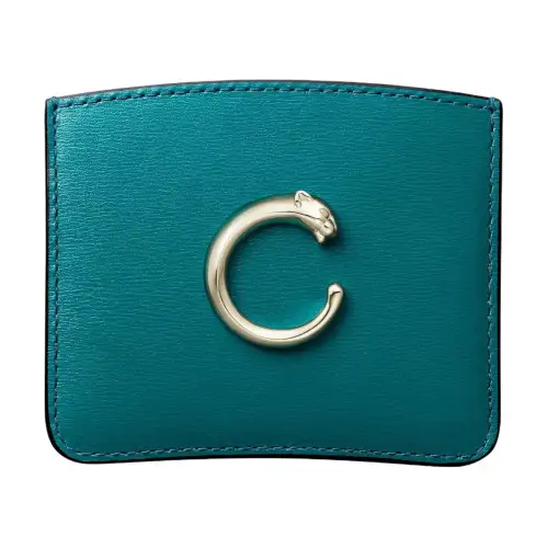 CARTIER Cow Leather Card Holder Unisex Dark Blue