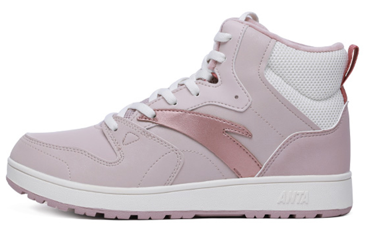 Anta Casual High top Skateboard Shoes Women's Gray Pink White