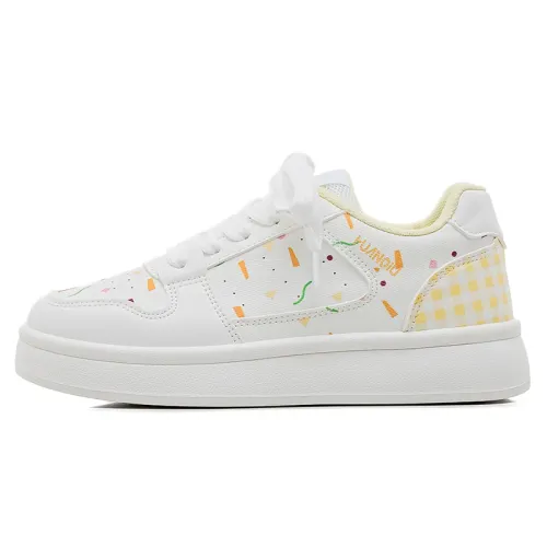 Global HUANQIU Trendy Fashion Versatile Casual Non-Slip Shock Absorbing Wear-Resistant Low-top Sneakers Women's Cow Yellow