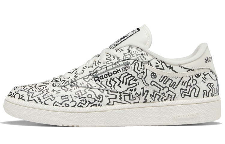 Keith Haring/Keith Haring x Reebok Club C Series Leather Trendy Sports Low-top Sneakers Unisex White