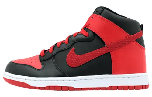 Nike Dunk High Synthetic Leather Slip Resistant Abrasion Resistant High top Skateboard Shoes Men's Black Red