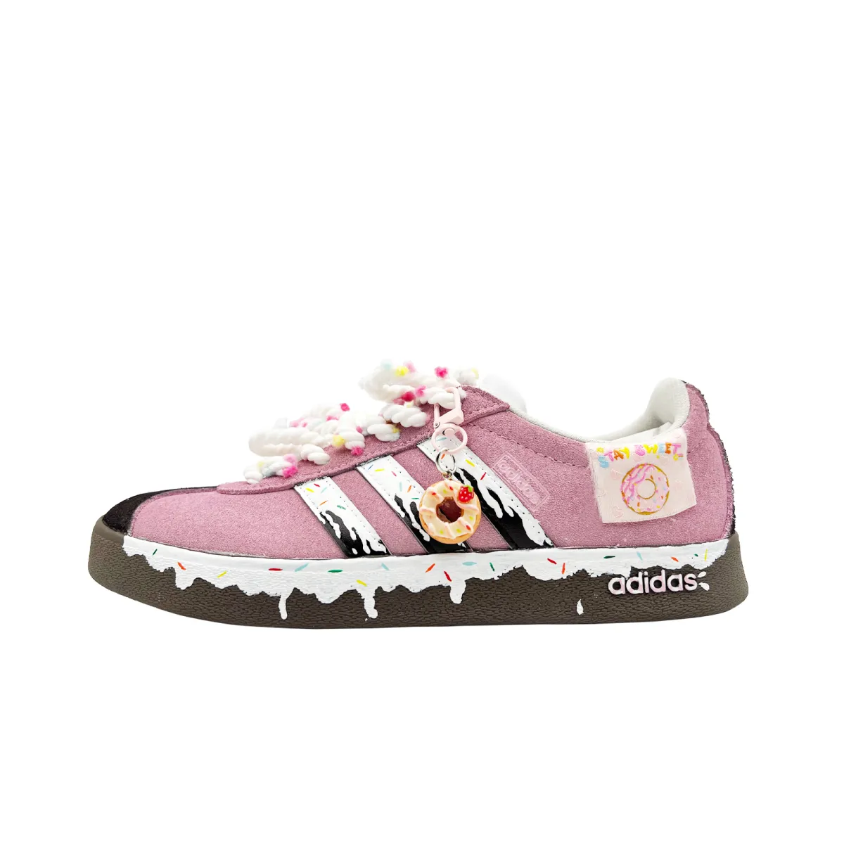 Adidas VL COURT 2.0 Strawberry Chocolates Donut Leather Cushioning, Wear Resistant Low top Skateboard Shoes Unisex Pink