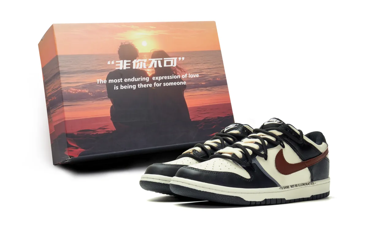 Nike Dunk Abrasion Resistant Low top Skateboard Shoes Unisex Beige Red Black