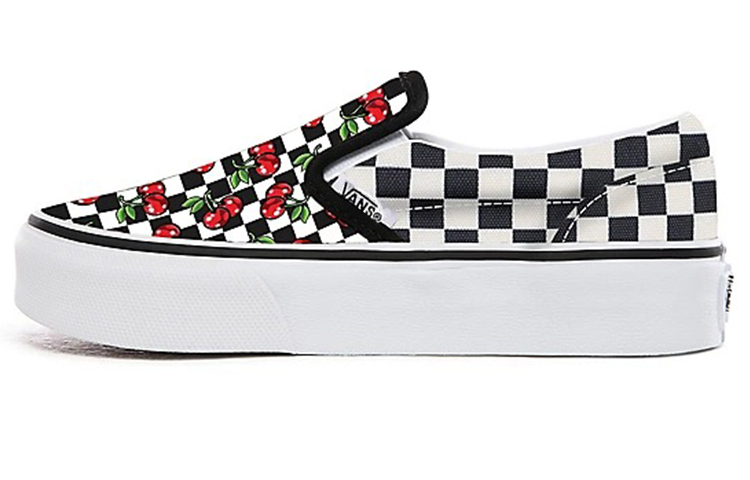 Vans Customs Cherry Checkerboard Slip on Checkboard Black/White Women's