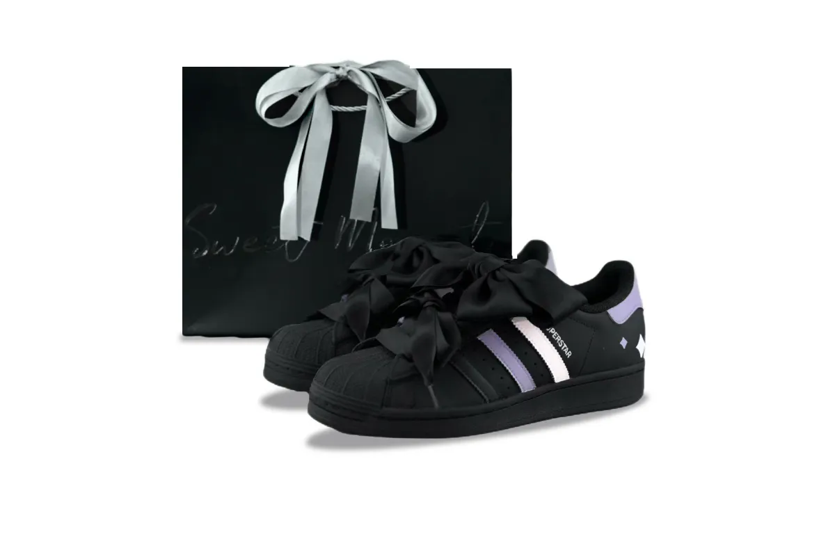 Adidas Originals Superstar 2 Abrasion Resistant Low top Skateboard Shoes Unisex Black Purple