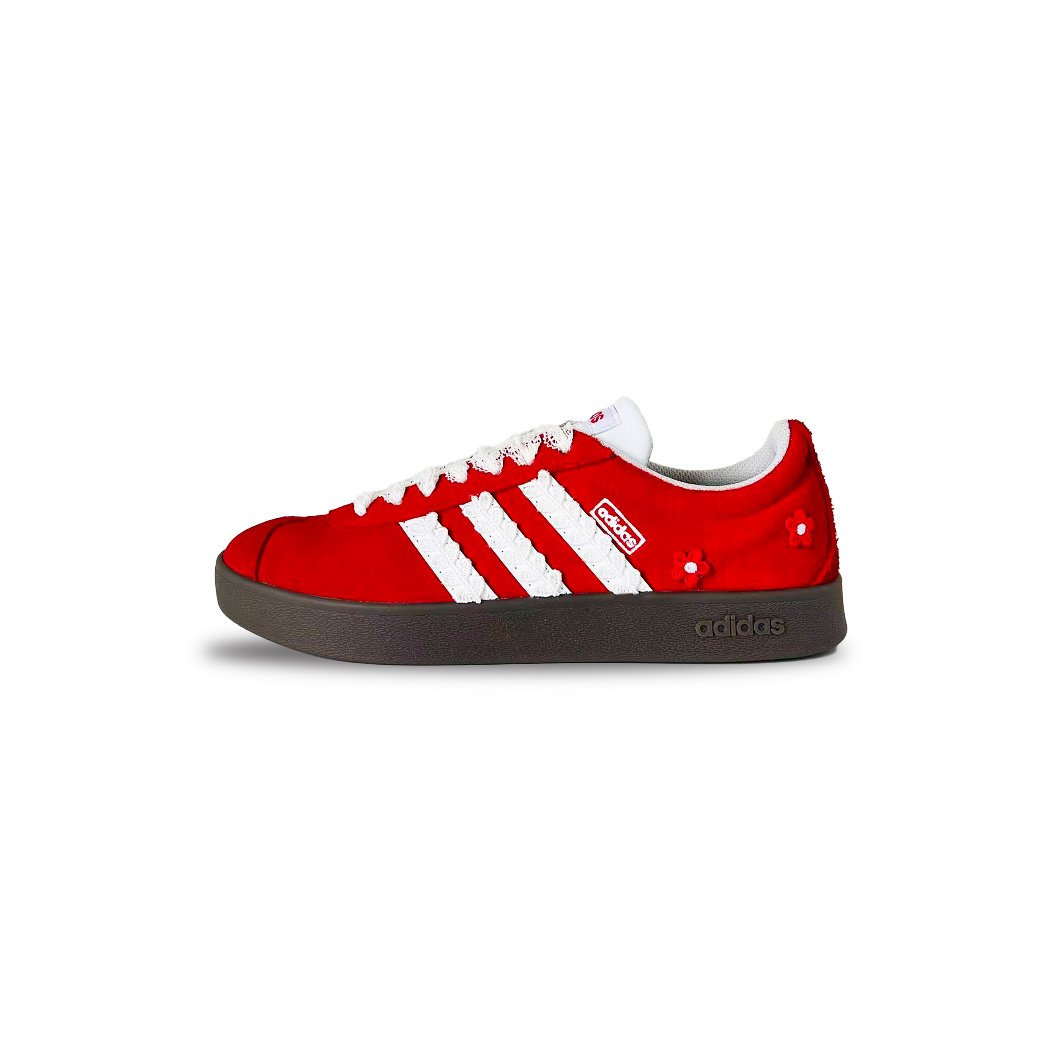 Adidas VL COURT 2.0 YIMING Manufacturing, Sweet Berry Red Balance Low top Skateboard Shoes Unisex Red White