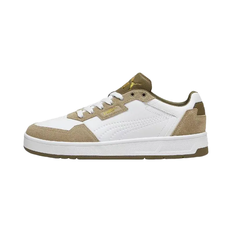 PUMA Court Classic Abrasion Resistant Low top Skateboard Shoes Unisex White Brown