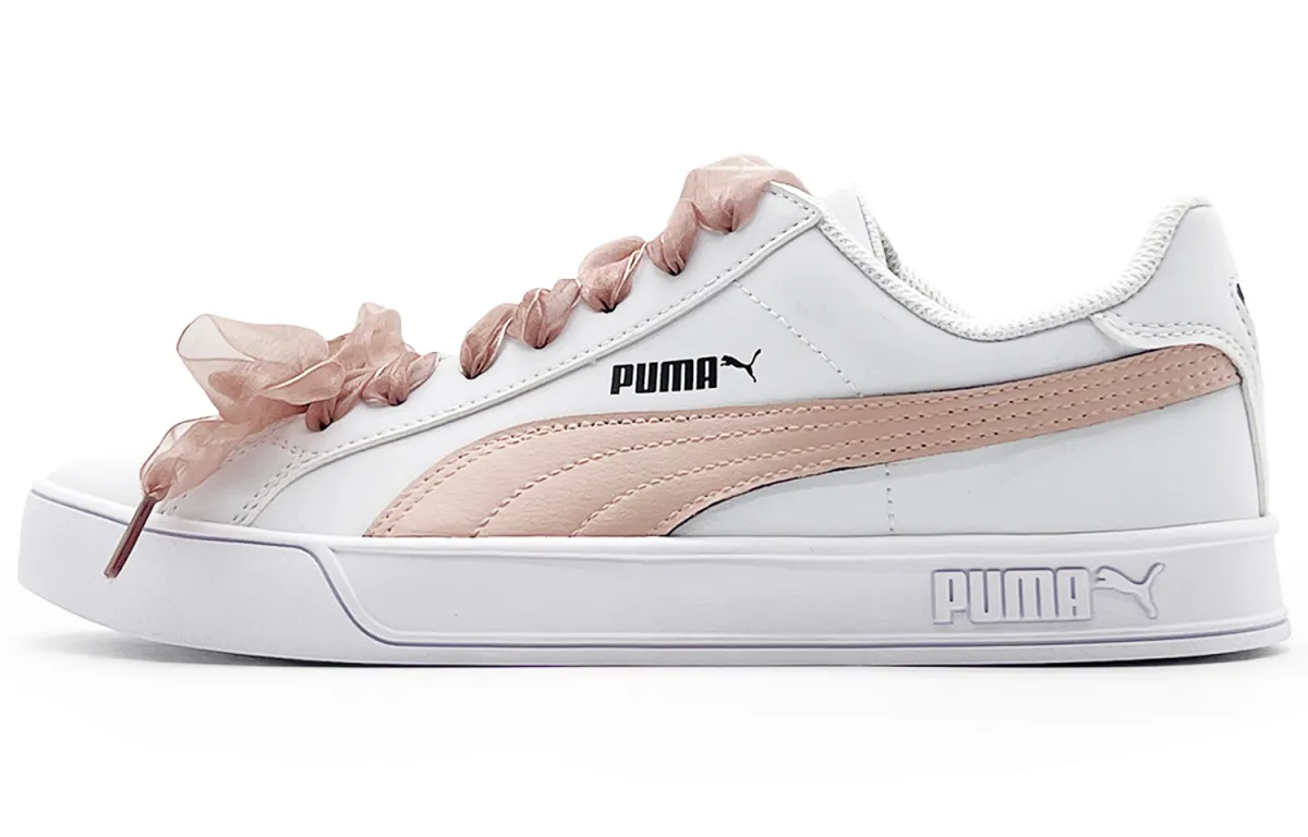 PUMA Smash Vulc Classic Slip Resistant, Abrasion Resistant, Lightweight Low top Skateboard Shoes Unisex White Pink