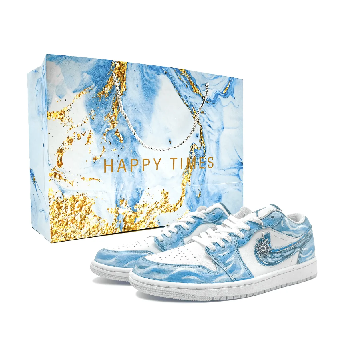 Jordan Air Jordan 1 Abrasion Resistant Low top Skateboard Shoes Unisex Blue White