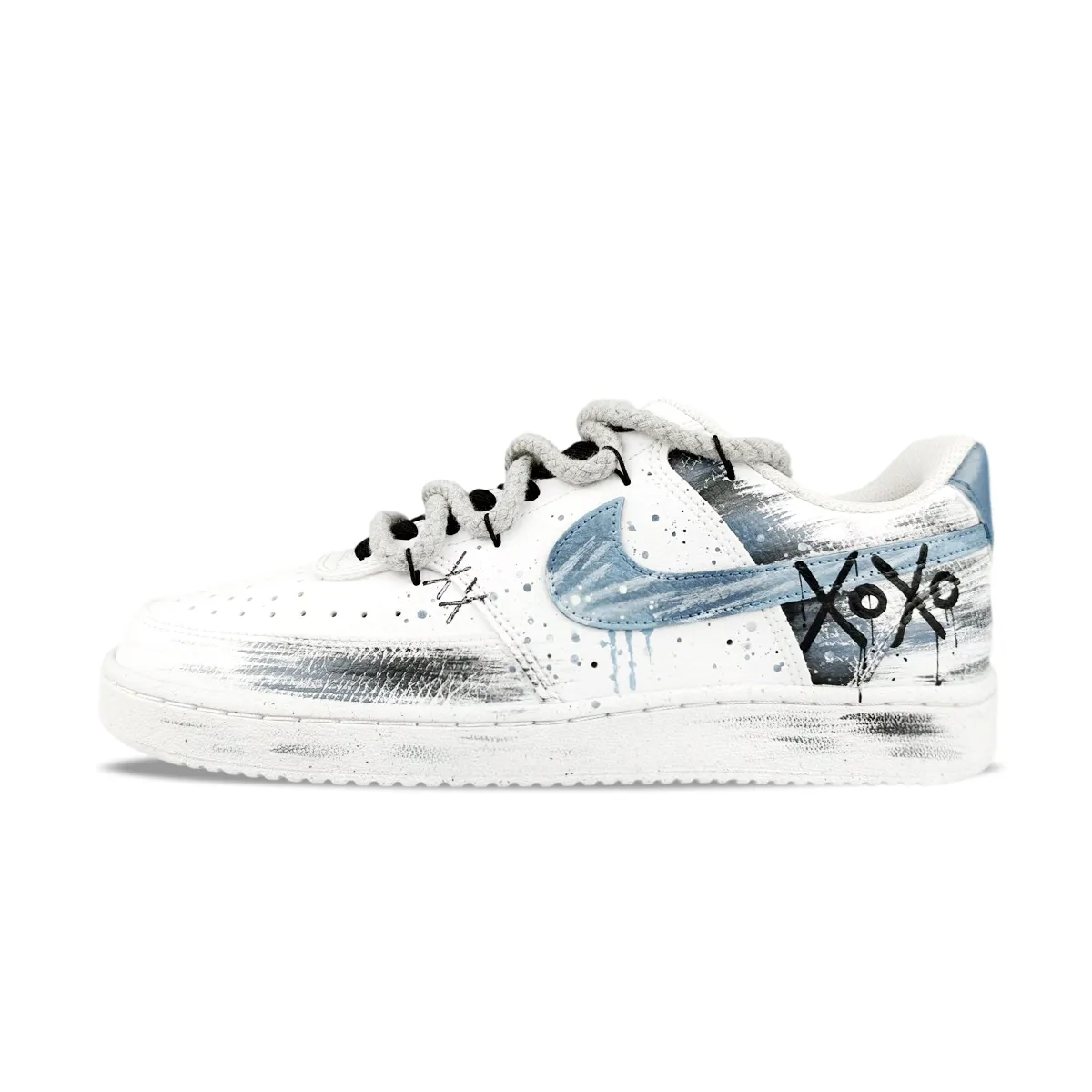 Nike Court Vision 1 BNK Ink Splatter Graffiti Abrasion Resistant Abrasion Resistant Low top Skateboard Shoes Unisex