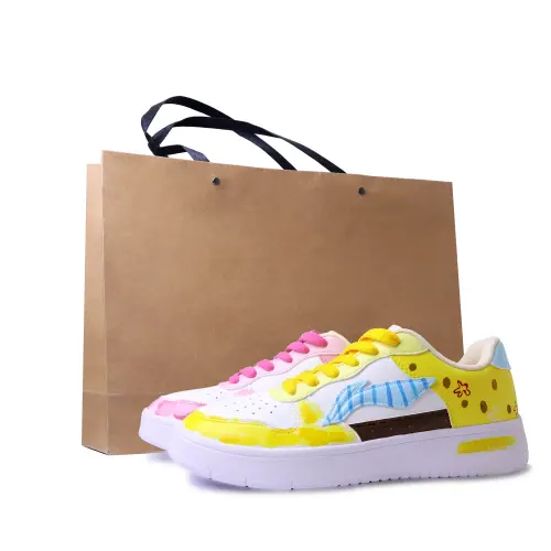 Li Ning Floating Boat Abrasion Resistant Breathable Low top Skateboard Shoes Unisex Pink Yellow Mismatched