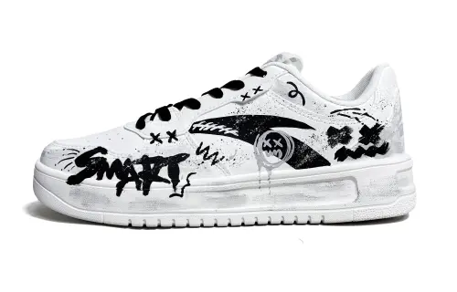 Anta Easy Abrasion Resistant Lightweight Wear resistant And Lightweight Low top Skateboard Shoes Men's White Black