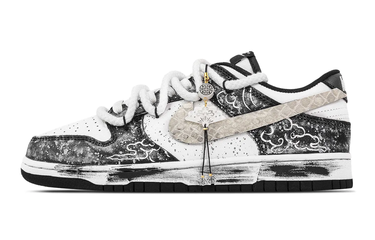 Nike Dunk Ink Soul Cloud Trace Abrasion Resistant Low top Skateboard Shoes Unisex Black White Brown