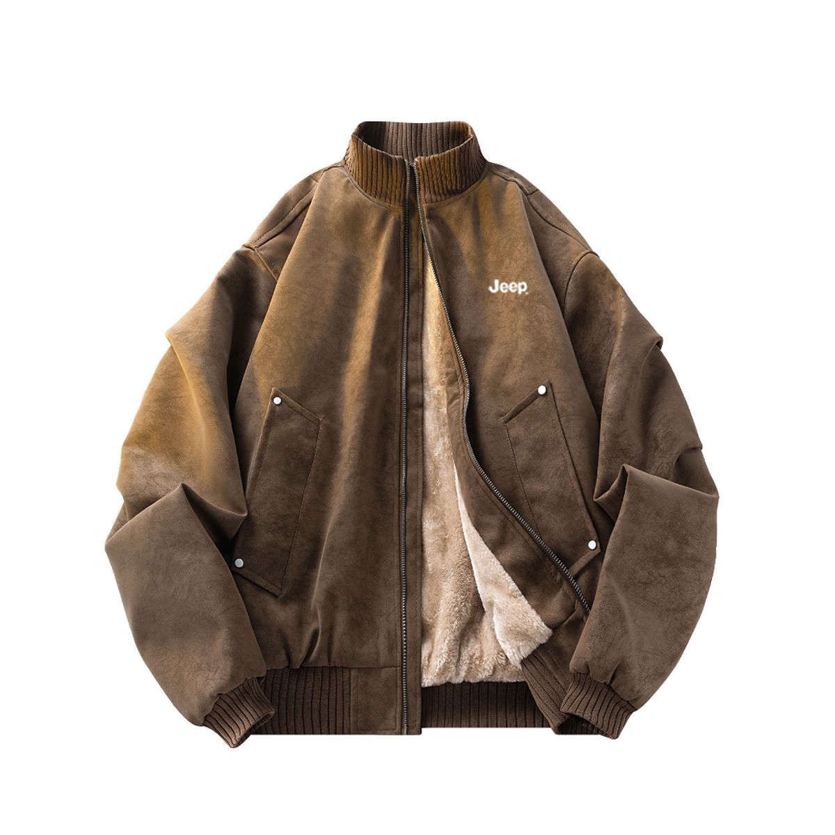 Jeep Retro warm jeep, keep warm baseball universal jacket with zipper, fashionable design long-sleeve for men and women, American style, translucent shading, travel version, high-quality style, oversize, trend of season