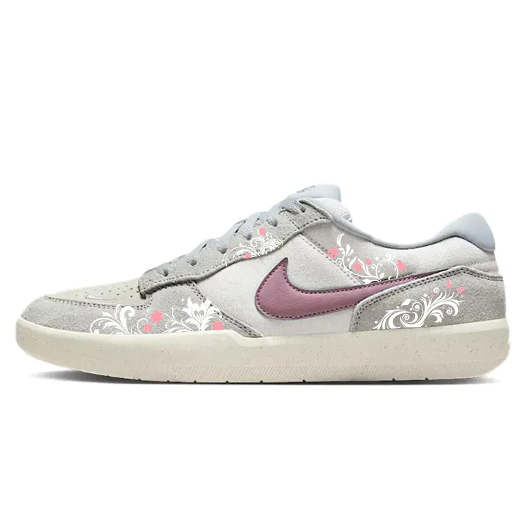 Nike SB Force 58 Slip Resistant Abrasion Resistant Low top Skateboard Shoes Unisex Gray Pink