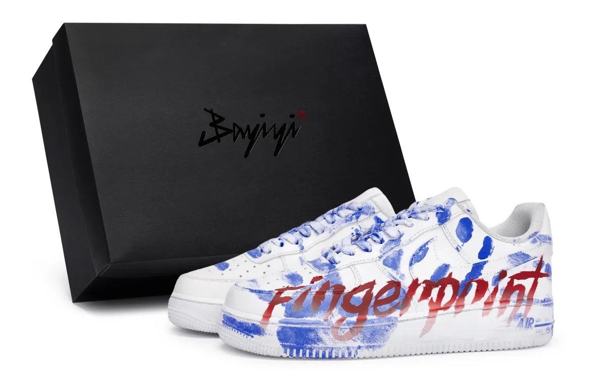 Nike Air Force 1 811 Manufacturing, Dark Blue Fingerprint Scene, Special Shoe Box Low top Skateboard Shoes Unisex
