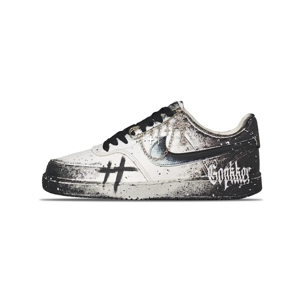 Nike Court Vision Slip Resistant Cushioning Low top Skateboard Shoes Men's Black White