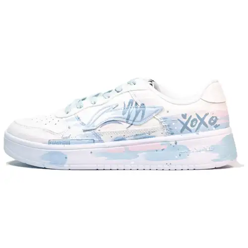 Li Ning Floating Boat Lightweight And Breathable Low top Skateboard Shoes Women's White Blue