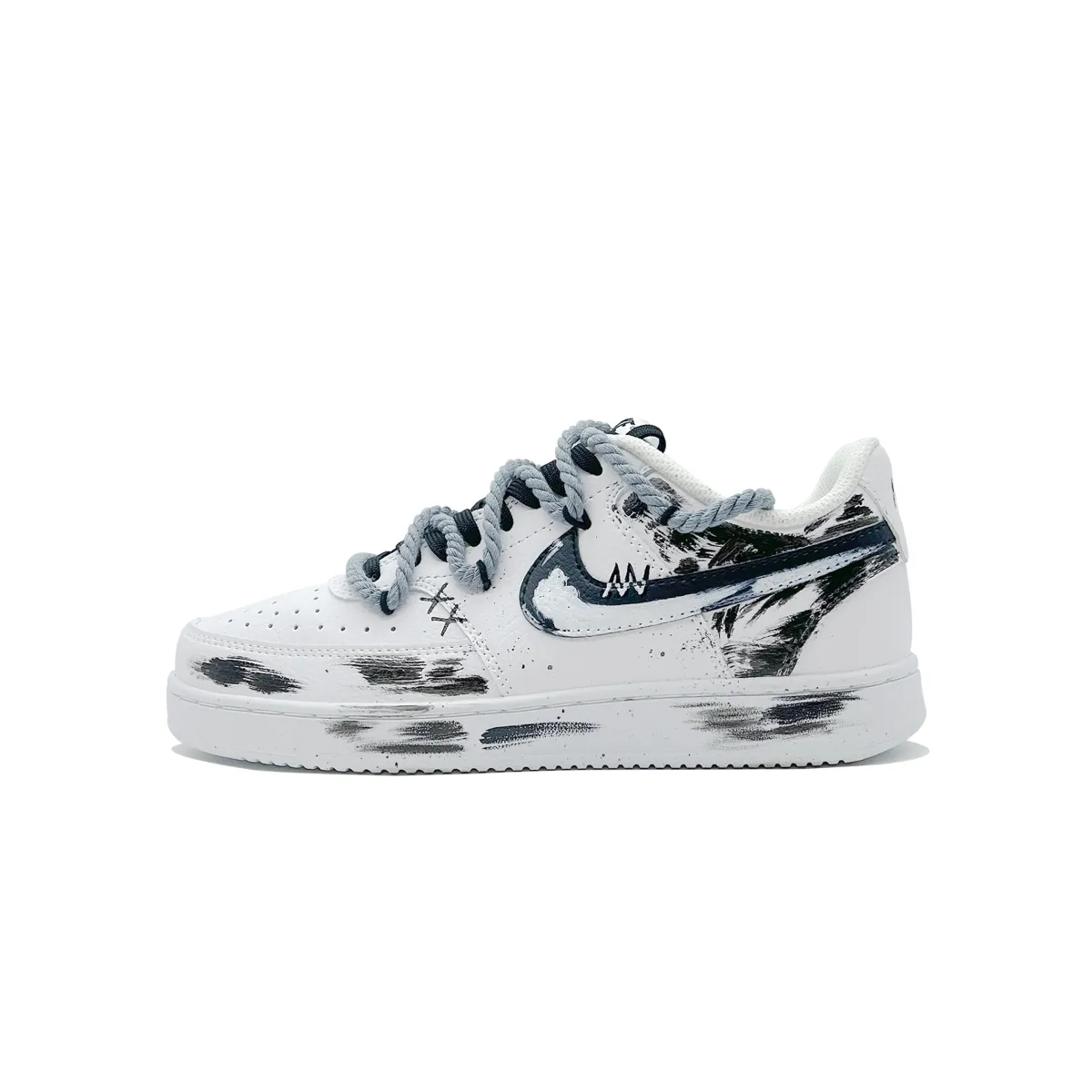 Nike Court Vision Low top Skateboard Shoes Unisex Black White