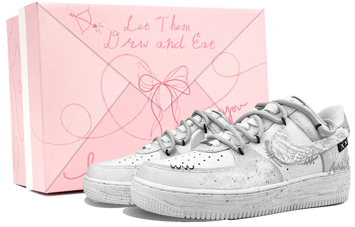Nike Air Force 1 Nebula, Footprint Creation Abrasion Resistant Low top Skateboard Shoes Unisex Gray White