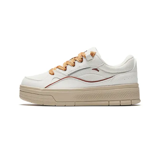 Anta Light Breeze Textile, Synthetic Leather Lightweight Height Increasing Low top Skateboard Shoes Women's White Red
