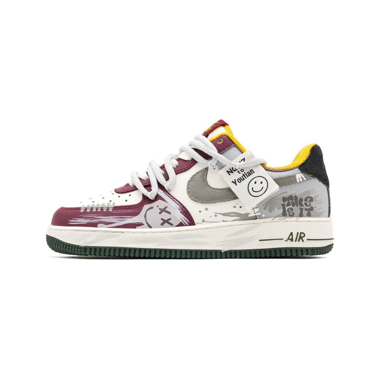 Nike Air Force 1 Cushioning Abrasion Resistant Cushioning, Wear Resistant Low top Skateboard Shoes Men's Gray Brown