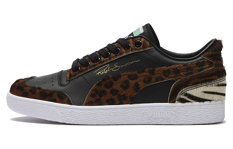 PUMA Ralph Sampson Skateboard Shoes Men's Low Top Black/White/Leopard Print