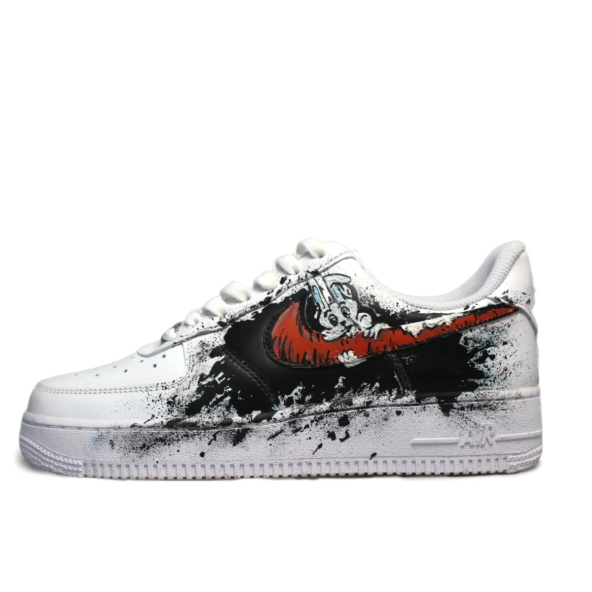 Nike Air Force 1 Ink Smoke Tricolor Enchanting Rabbit Abrasion Resistant Low top Skateboard Shoes Women's White
