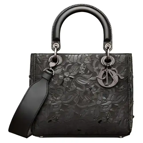 DIOR Lady Dior Cow Leather Handbag Medium Women's