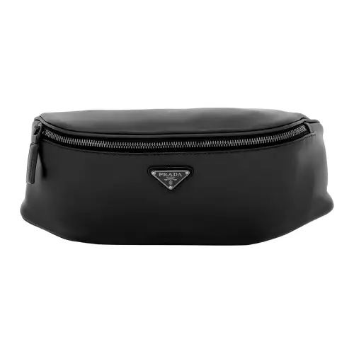 PRADA Luggage Collection Calfskin Fanny Pack Men's Black
