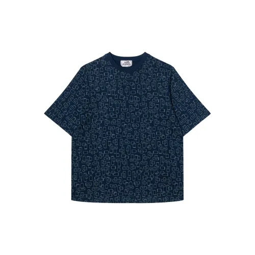 HERMES SS25 T Shirt Men's Deep Sea Blue
