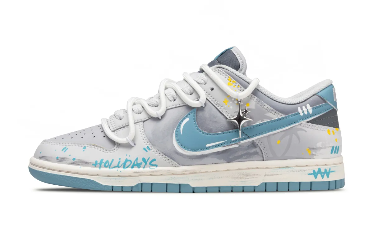 Nike Dunk Island Holiday Abrasion Resistant Low top Skateboard Shoes Unisex Gray Blue