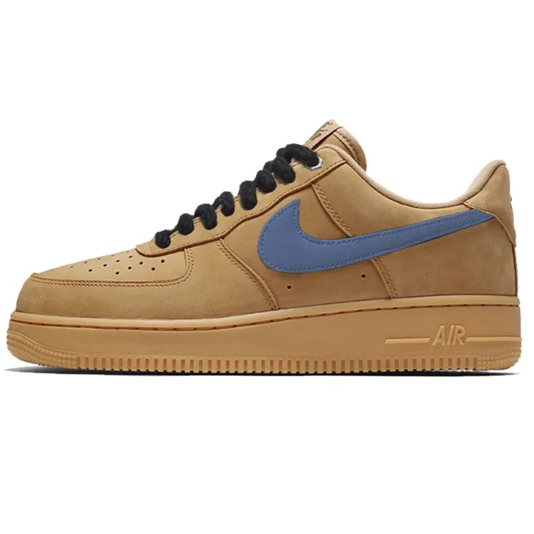 Nike Air Force 1 Abrasion Resistant Abrasion Resistant Low top Skateboard Shoes Unisex Wheat