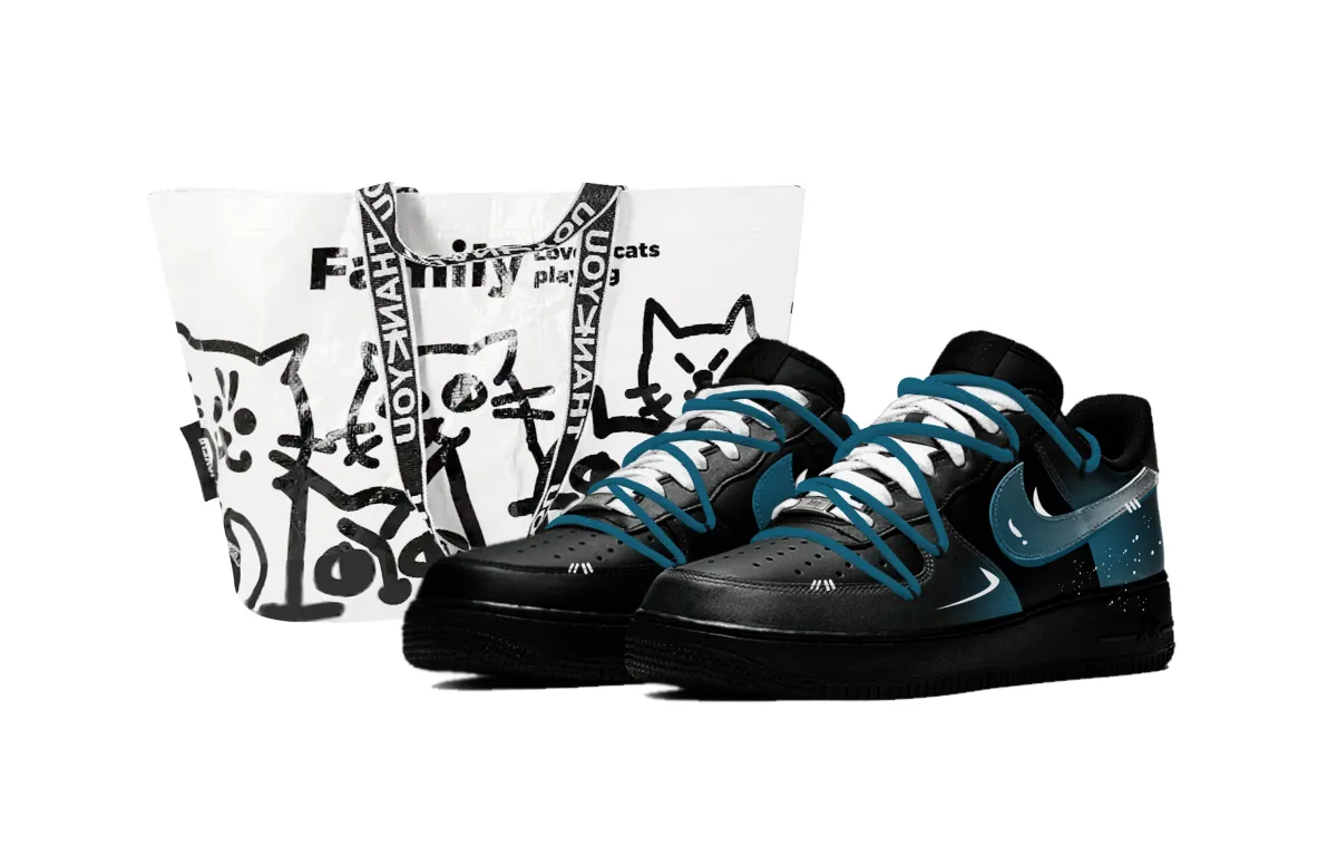 Nike Air Force 1 Dark Night Light Chaser, Shopping Bag Abrasion Resistant Low top Skateboard Shoes Unisex