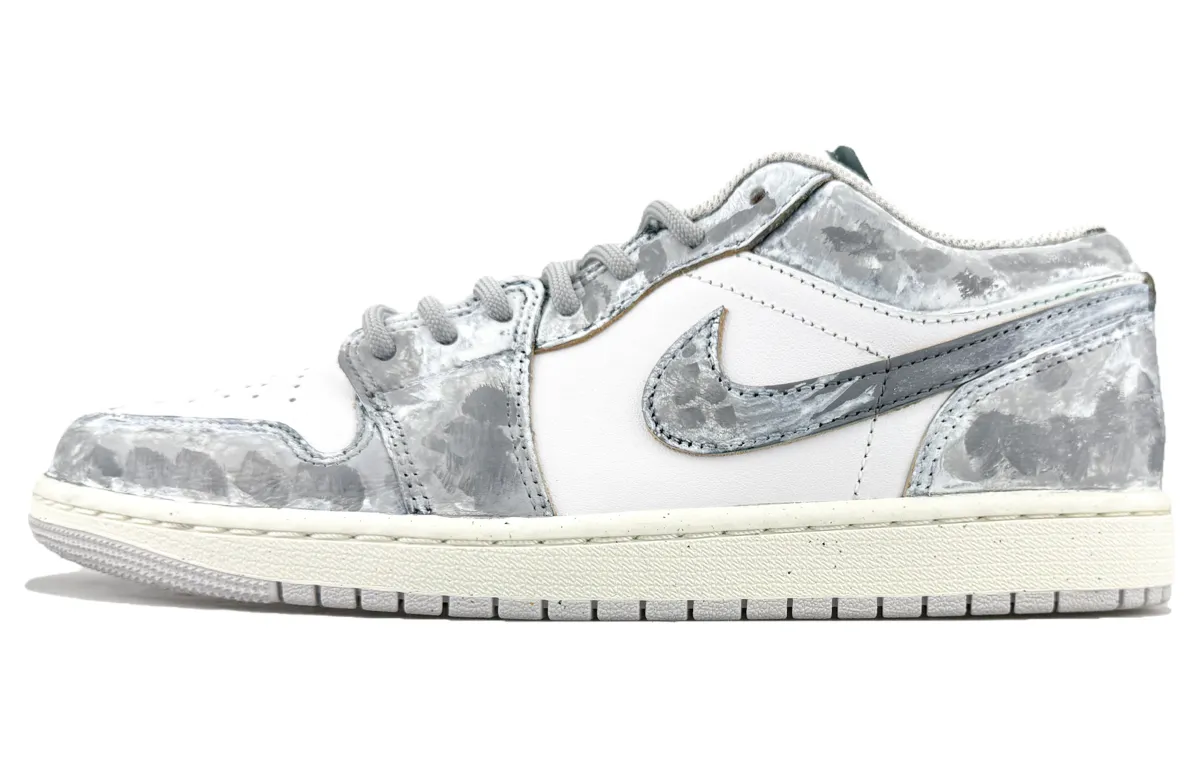 Jordan Air Jordan 1 Abrasion Resistant Abrasion Resistant Low top Skateboard Shoes Unisex Gray White