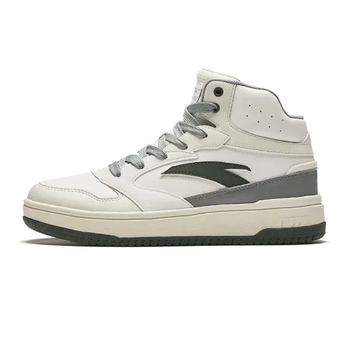 Anta Life Collection Slip Resistant Abrasion Resistant Mid top Skateboard Shoes Men's White Gray