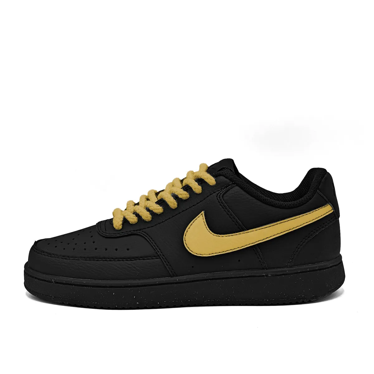 Nike Court Vision Slip Resistant, Lightweight, And Breathable Low top Skateboard Shoes Unisex Black Yellow