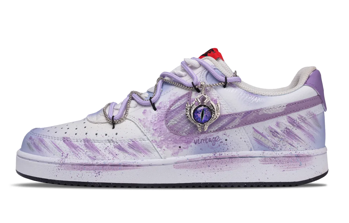 Nike Court Vision 1 Purple Swirl Waterproof Abrasion Resistant Waterproof And Wear resistant Low top Skateboard Shoes