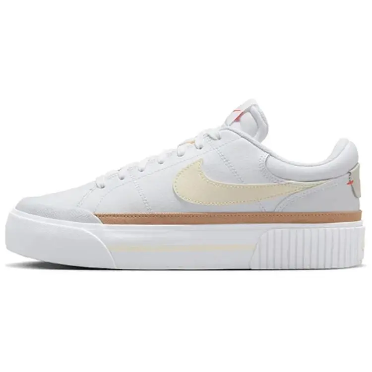 Nike Court Legacy Comfortable Slip Resistant Abrasion Resistant Low top Skateboard Shoes Women's White Yellow
