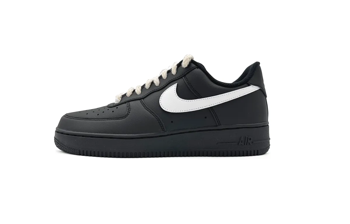Nike Air Force 1 Leather Slip Resistant Abrasion Resistant Low top Skateboard Shoes Unisex Black White