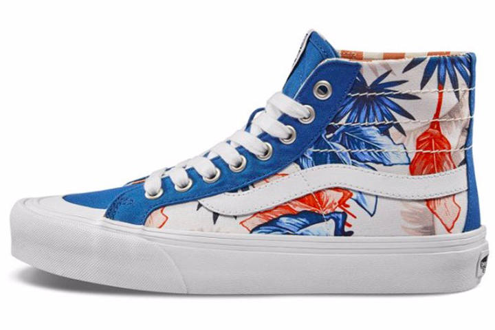 Vans SK8 138 DECON SF comfortable and versatile high-top sneakers for women blue maple leaves