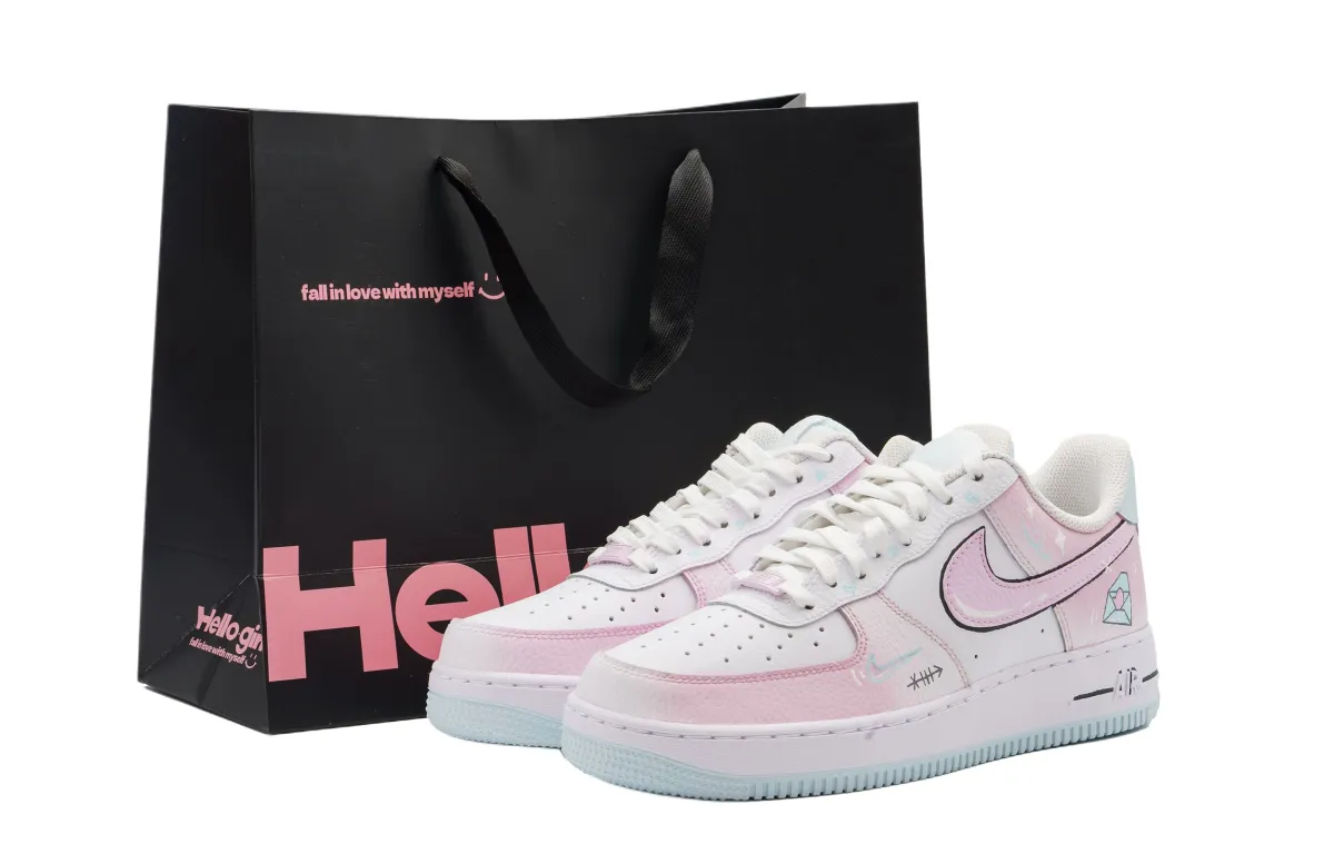 Nike Air Force 1 Cushioning Abrasion Resistant Cushioning, Wear Resistant Low top Skateboard Shoes Women's Pink
